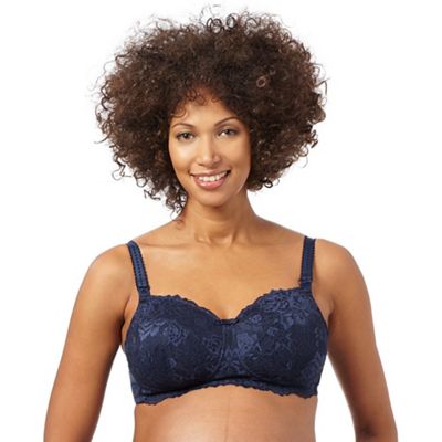 Pack of two nude and navy lace padded nursing bras